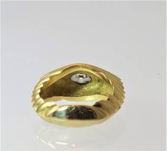 Contemporary 18 Karat Yellow Gold Bezel Set Marquise Diamond Ring