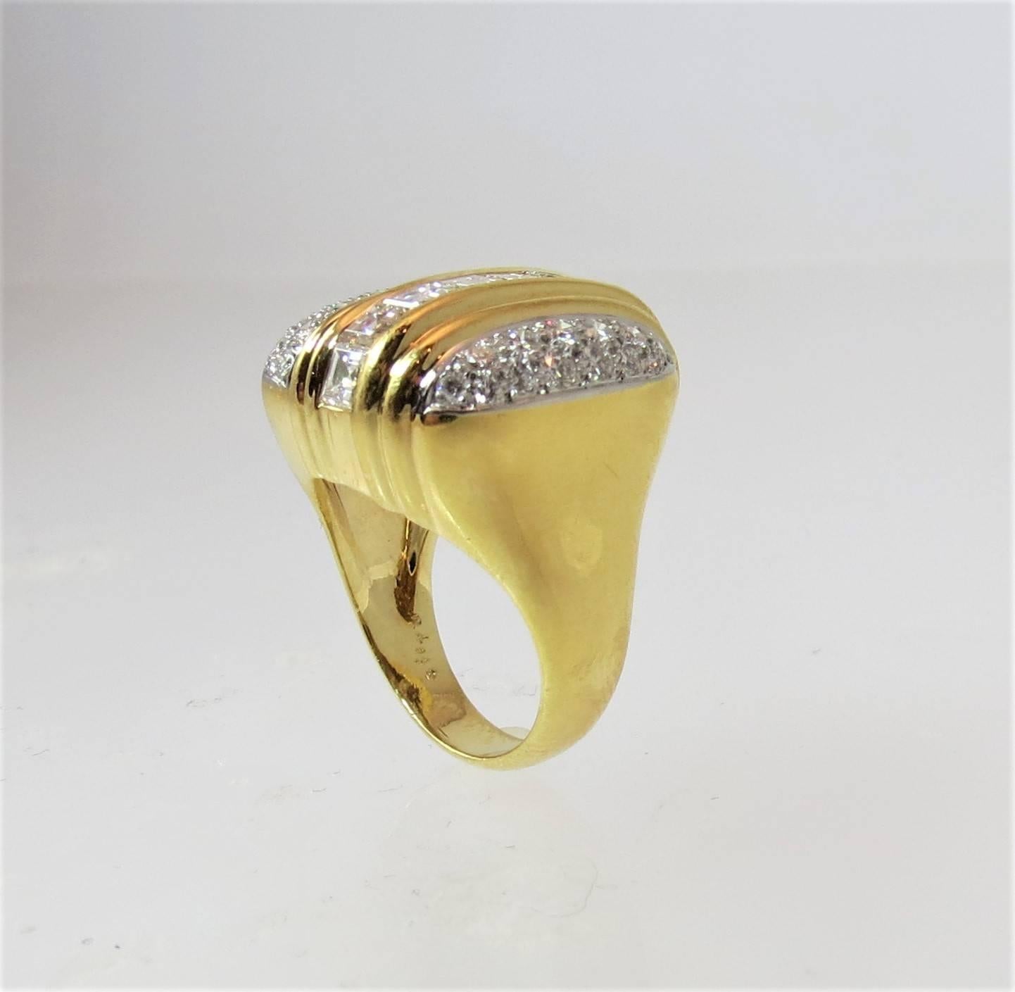 Contemporary Montreaux Diamond Yellow Gold Platinum Ring