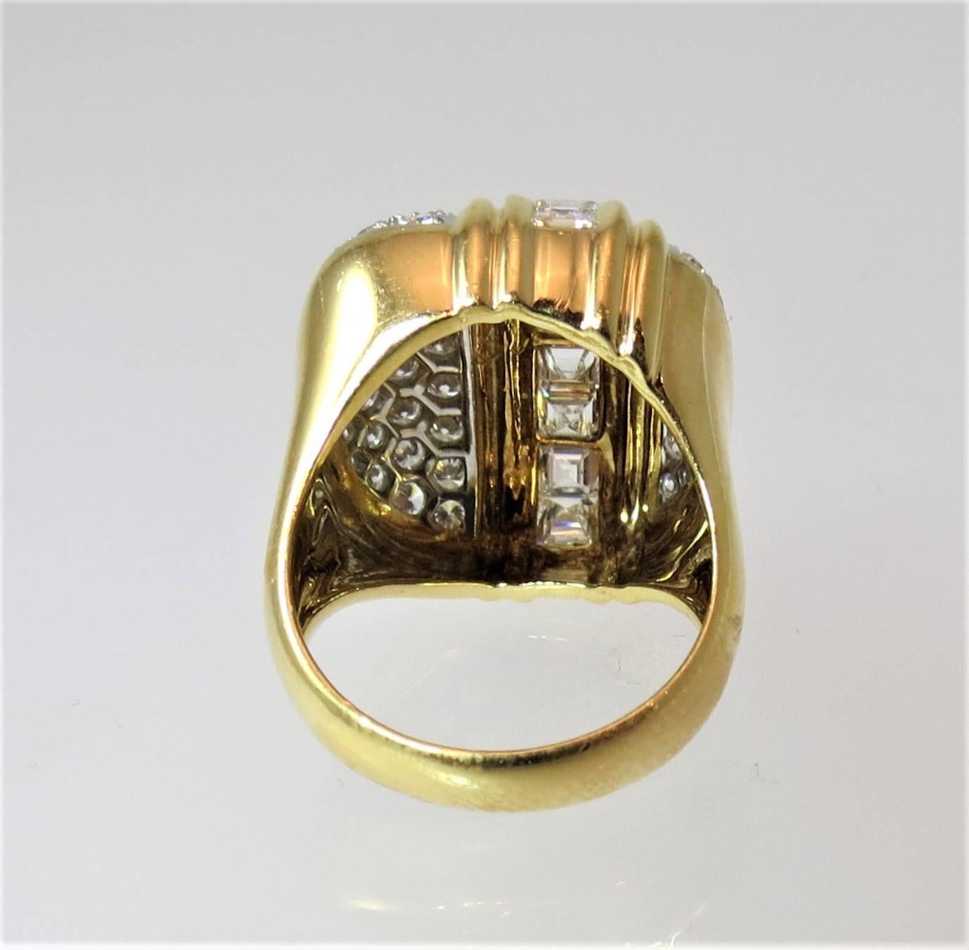 Montreaux Diamond Yellow Gold Platinum Ring In Excellent Condition In Chicago, IL