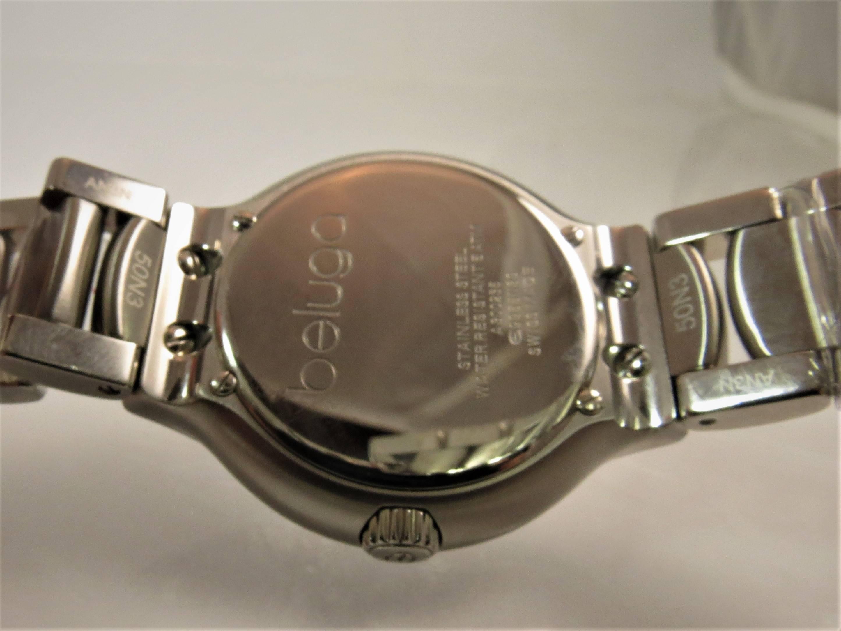 Ebel Montre-bracelet pour femme Beluga Grande à quartz en acier inoxydable avec bracelet et diamants Pour femmes en vente