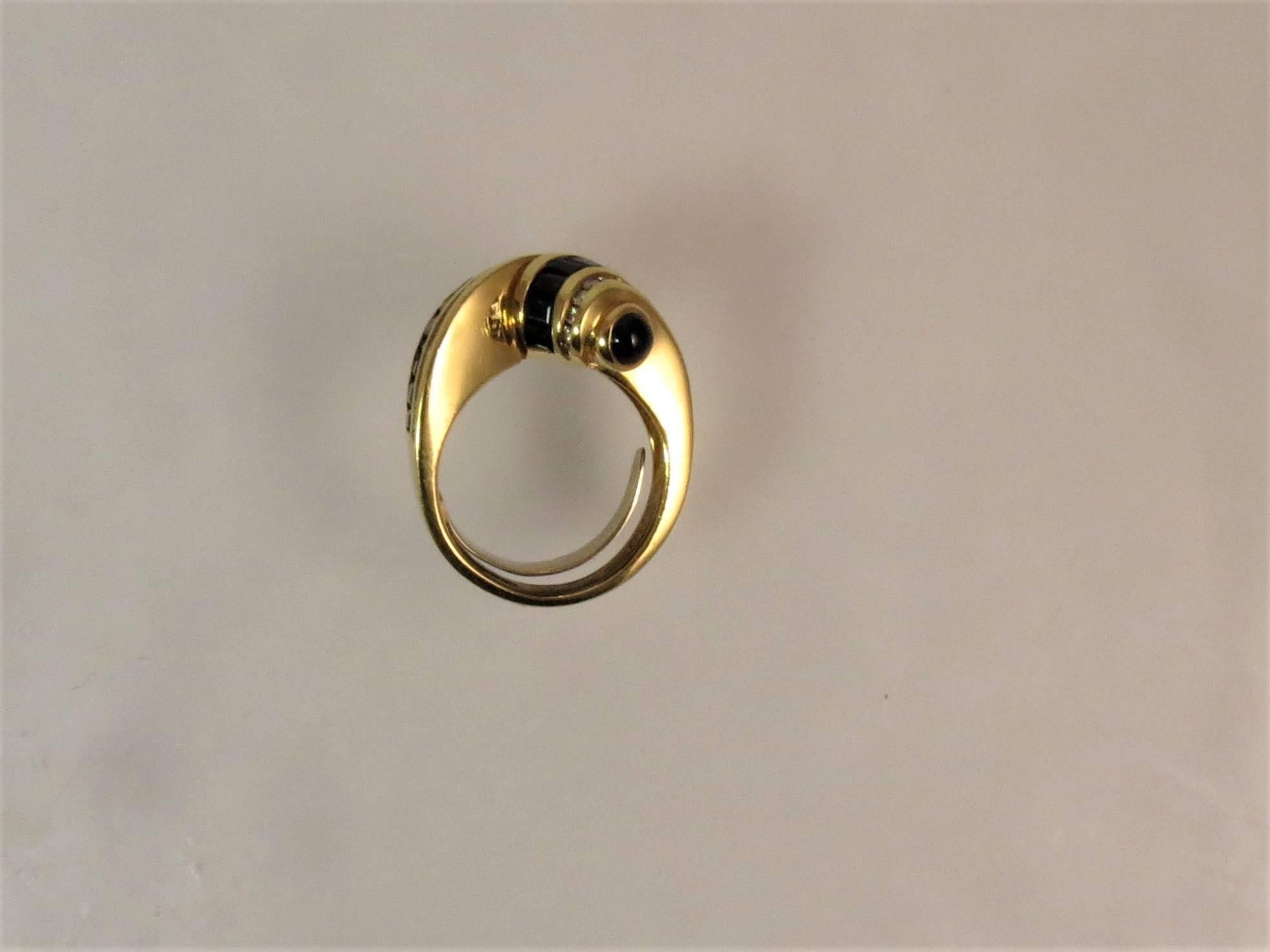 Charles Krypell Sapphire Diamond Yellow Gold Ring In Excellent Condition For Sale In Chicago, IL