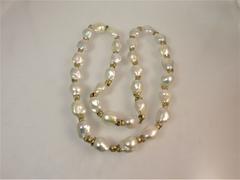 Yvel Brushed Yellow Gold Baroque Pearl Necklace