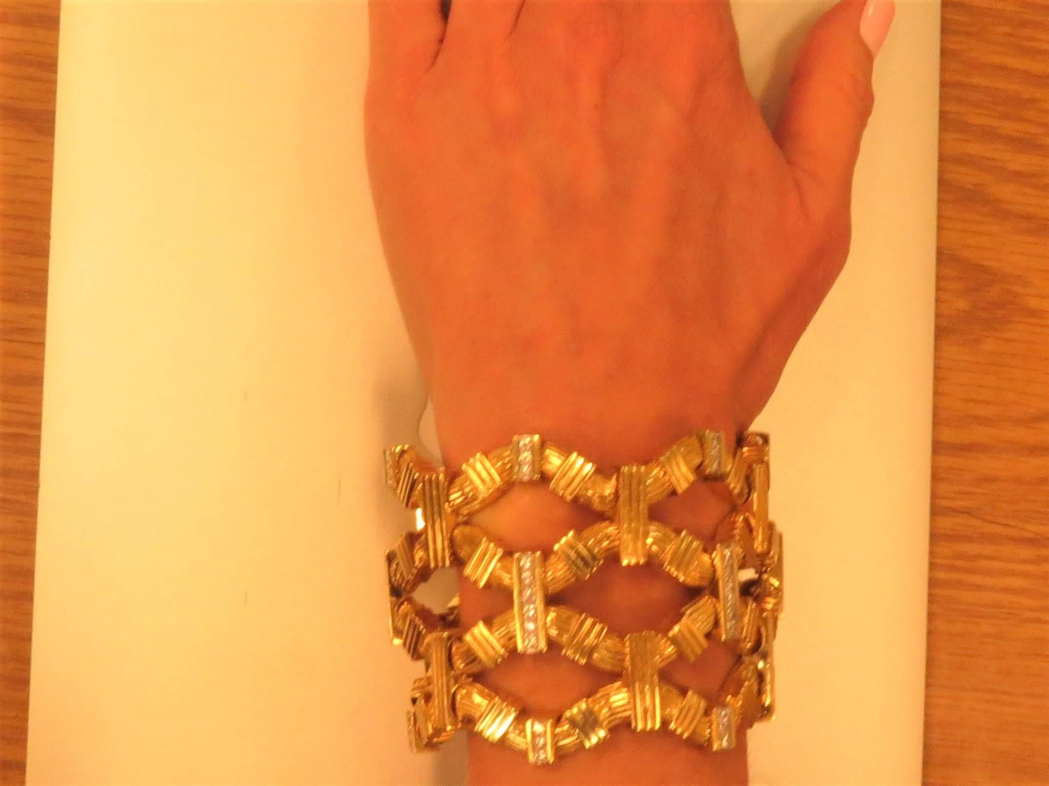 Women's Montreaux Wide Diamond Yellow Gold Platinum Bracelet