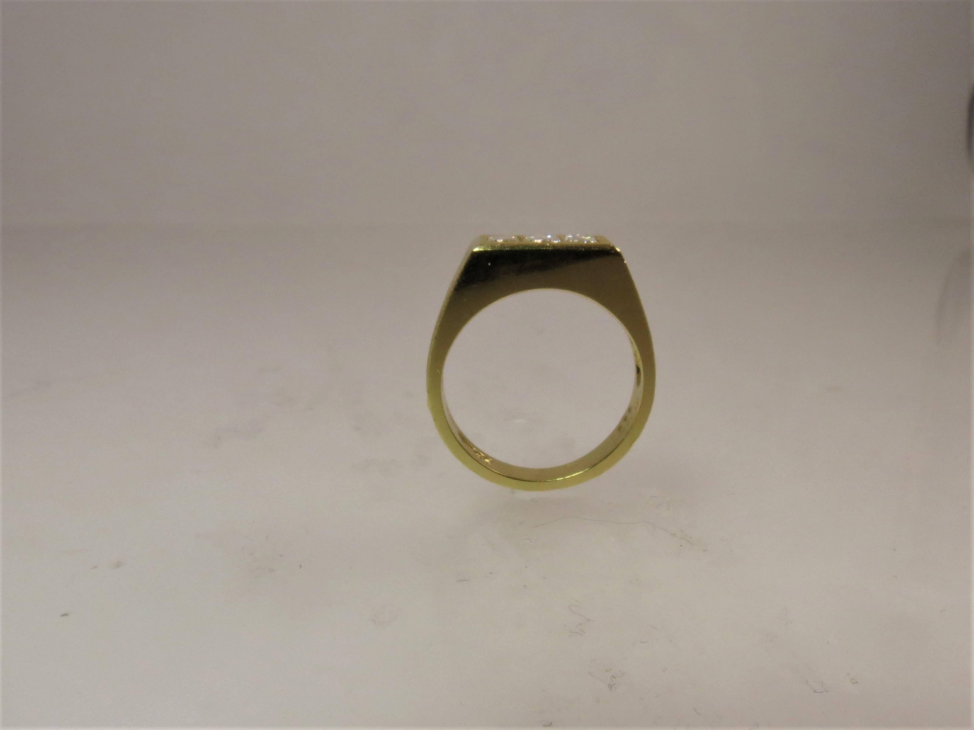 Emerald Cut  Yellow Gold Man's Diamond Band Ring