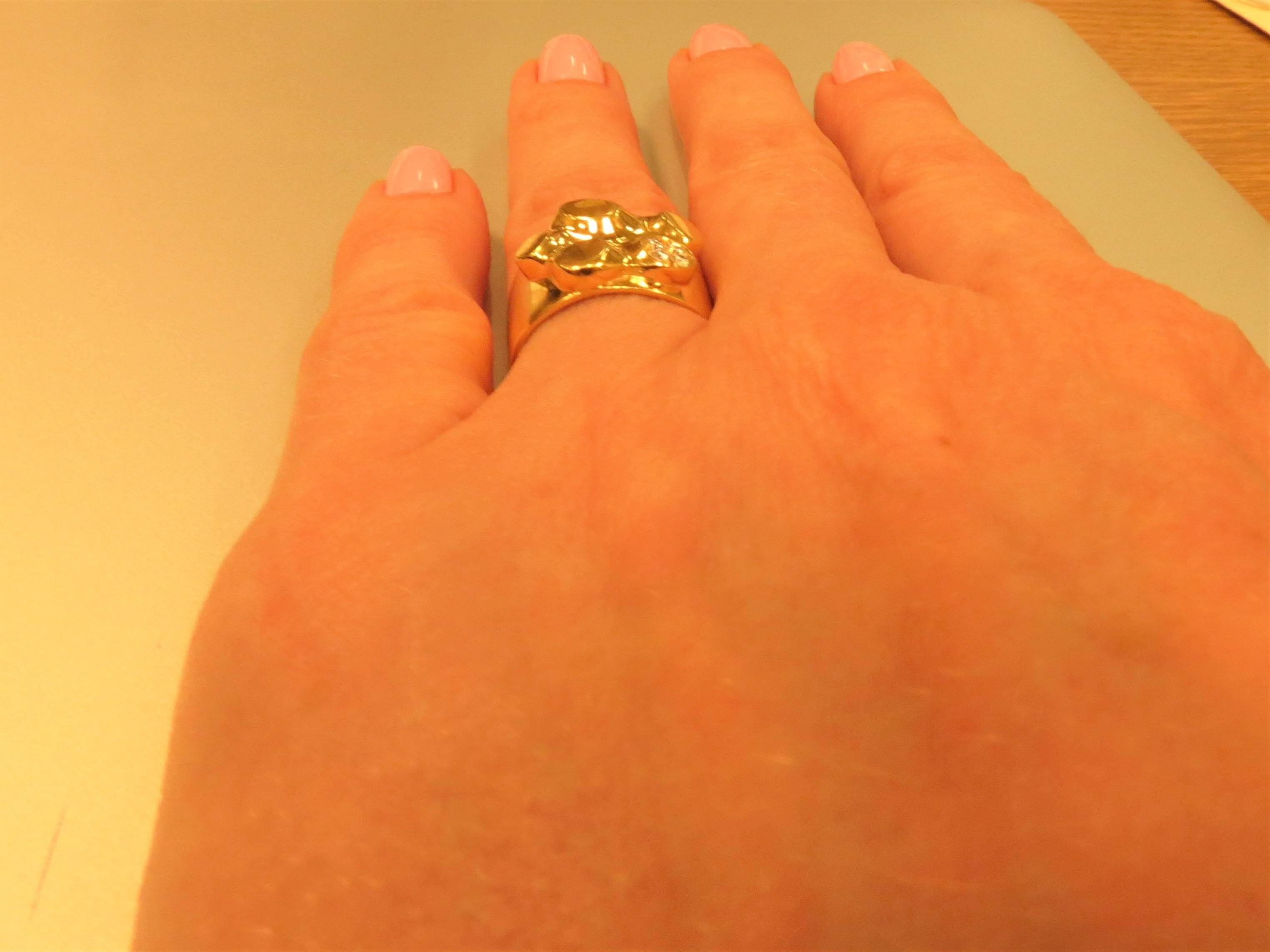 Women's Wide Diamond Gold Ring For Sale
