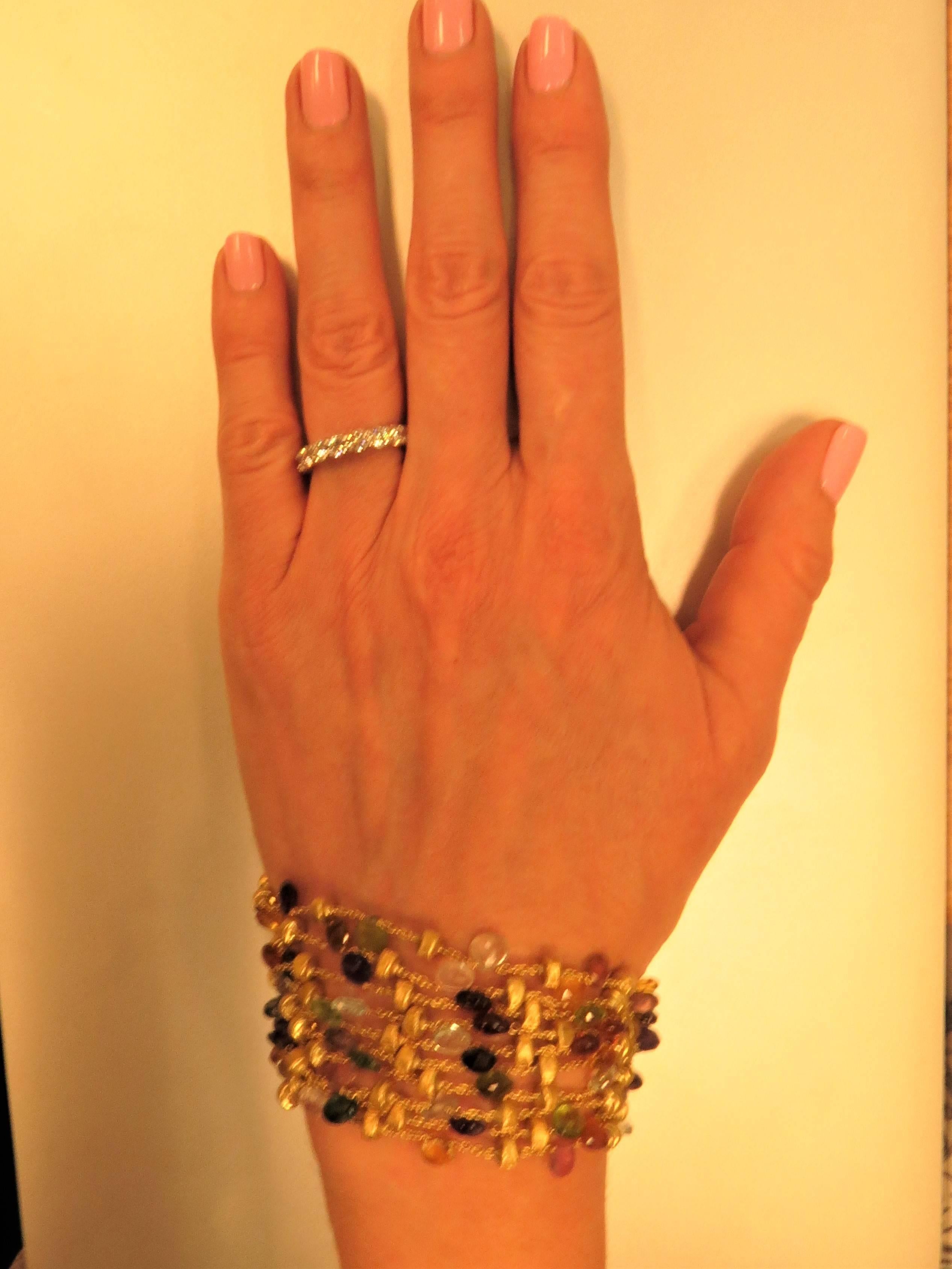 Contemporary Marco Bicego 18 Karat Yellow Gold Multi-Color Stone Bracelet