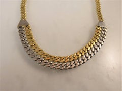 18 Karat Yellow Gold and White Gold Diamond Curb Link Necklace