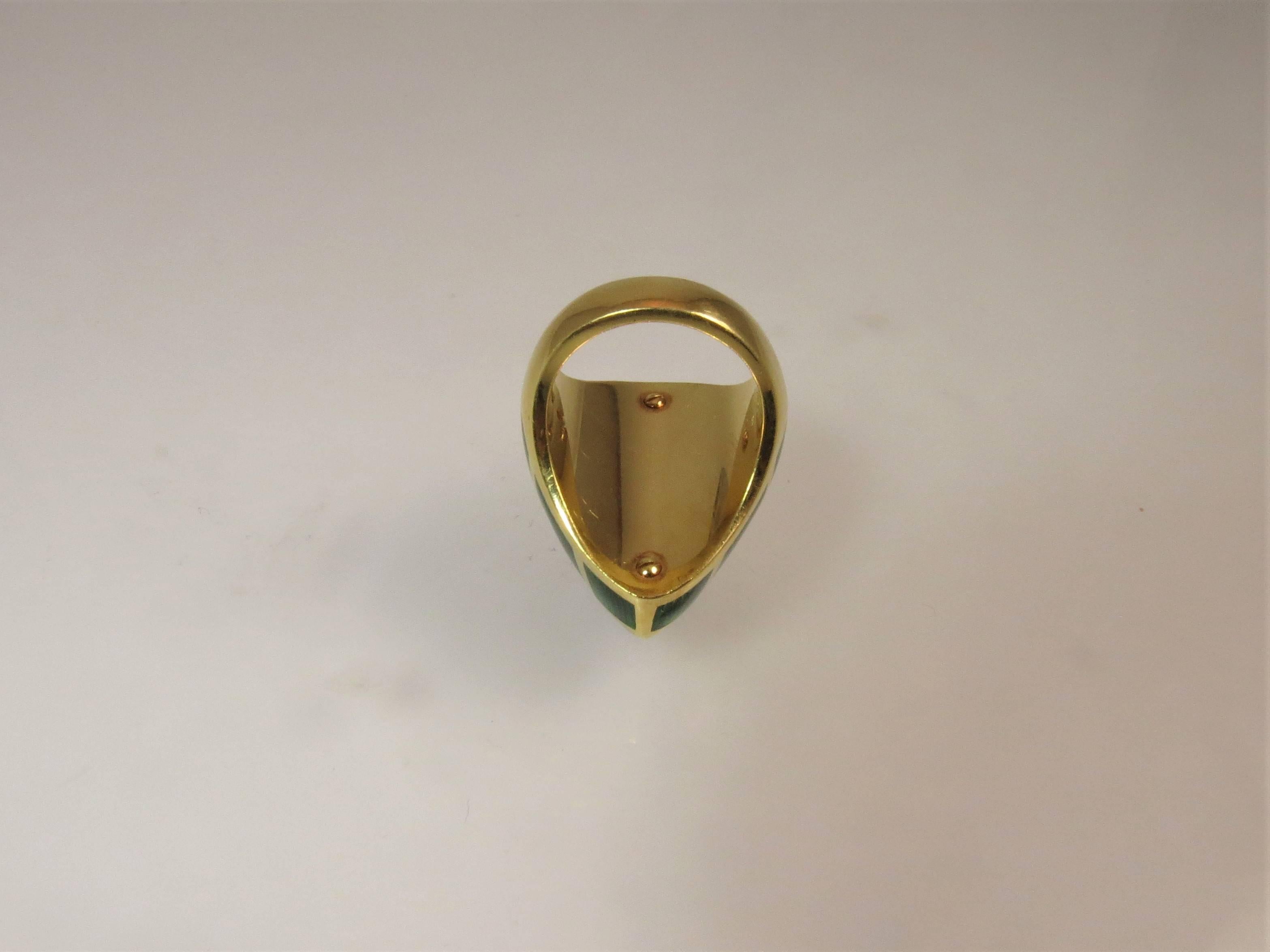 Women's Green Enamel Faceted Amethyst Ring For Sale