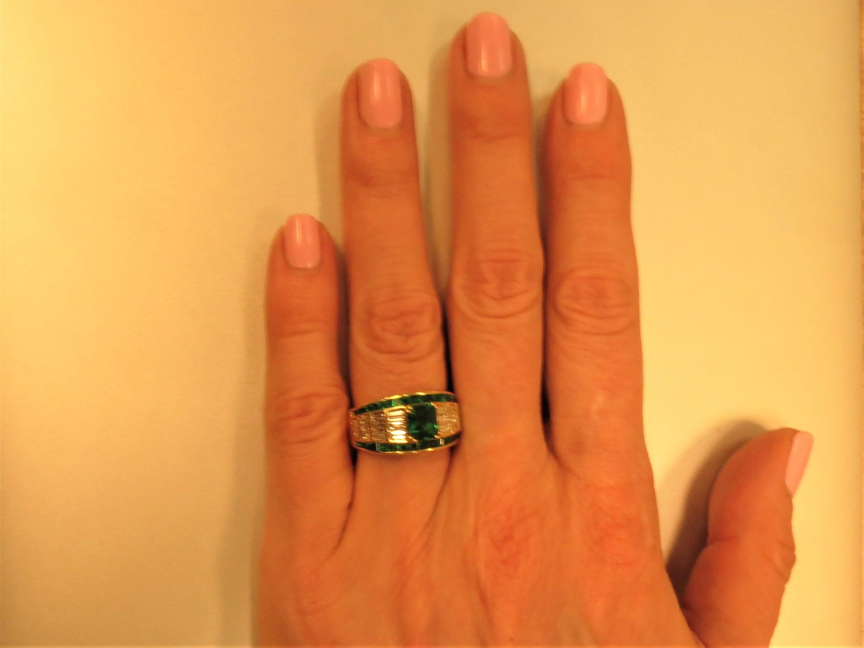 Contemporary Picchiotti Emerald and Diamond Ring For Sale