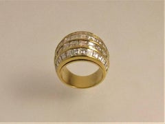 18 Karat Yellow Gold Wide Square Cut Diamond Ring