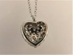 18 Karat White Gold Diamond Pave Heart Pendant
