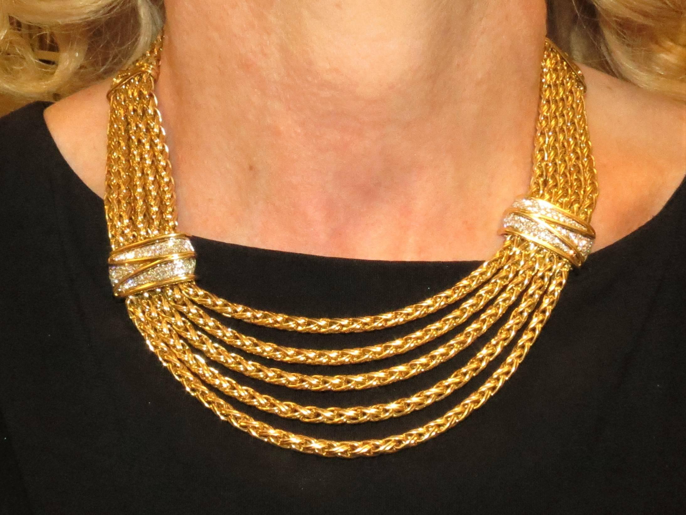 Contemporain Picchiotti Collier en or jaune 18 carats avec diamants de style 