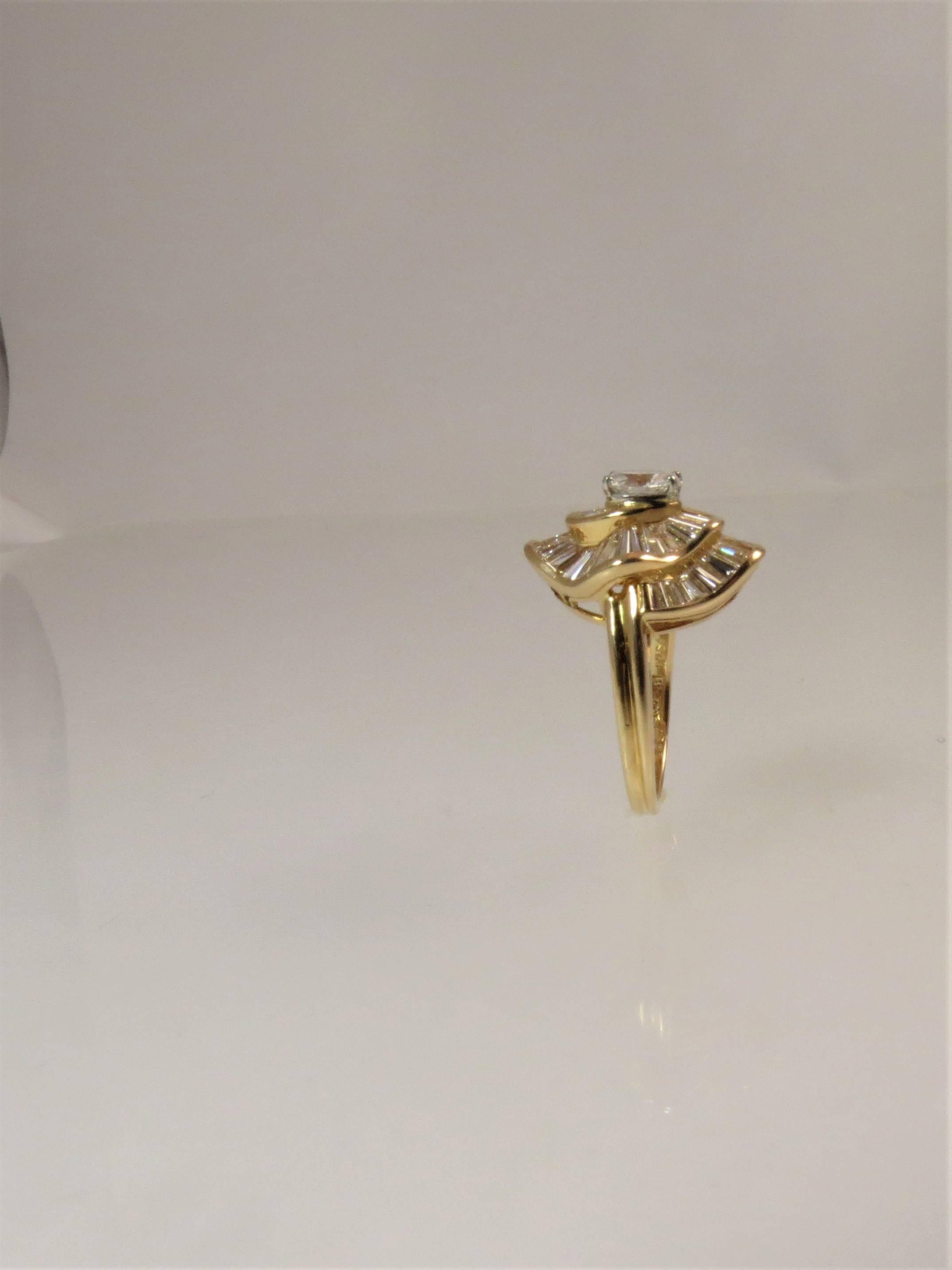 Oscar Heyman 18 Karat Yellow Gold and Platinum Diamond Ballerina Ring 1