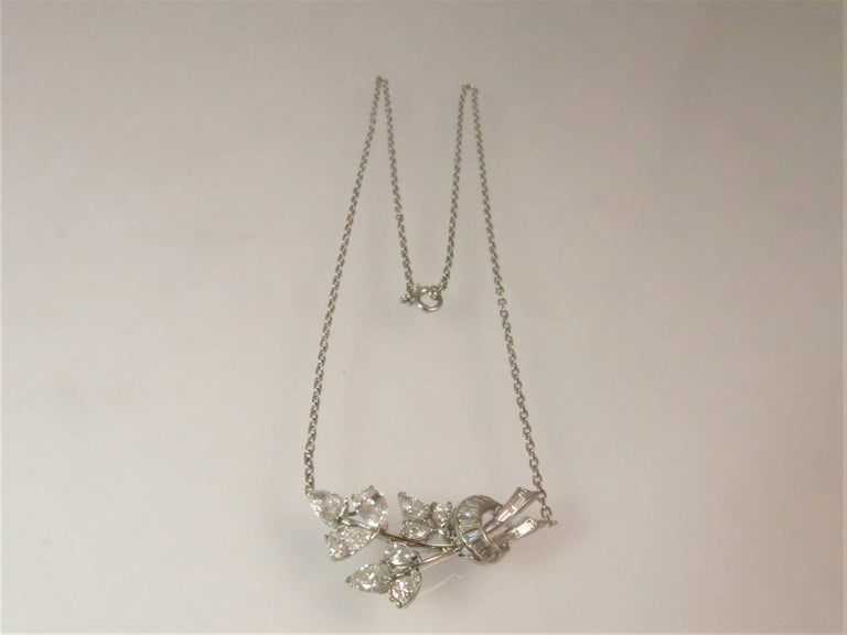Platinum Necklace with Fancy Shape Diamonds Creating Floral Design For ...