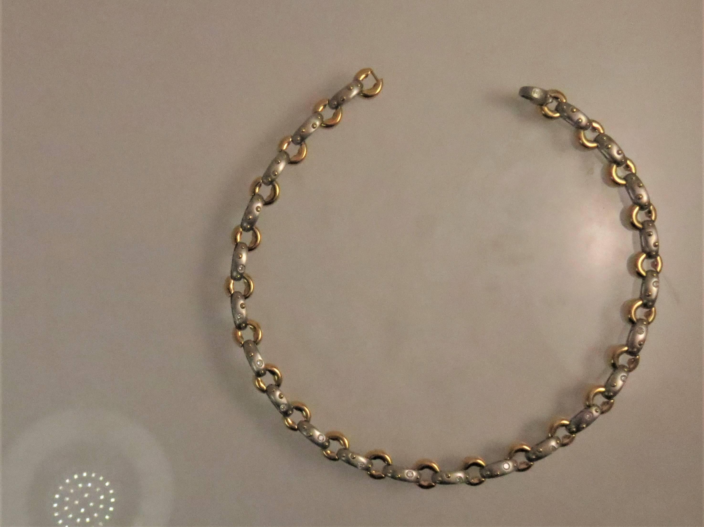 18 Karat Yellow Gold and Platinum Diamond Necklace 1