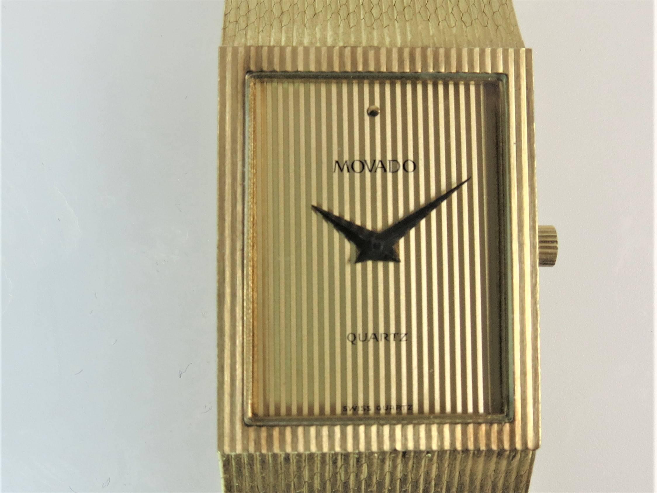 Contemporary Movado Yellow Gold Quartz Bracelet Wristwatch