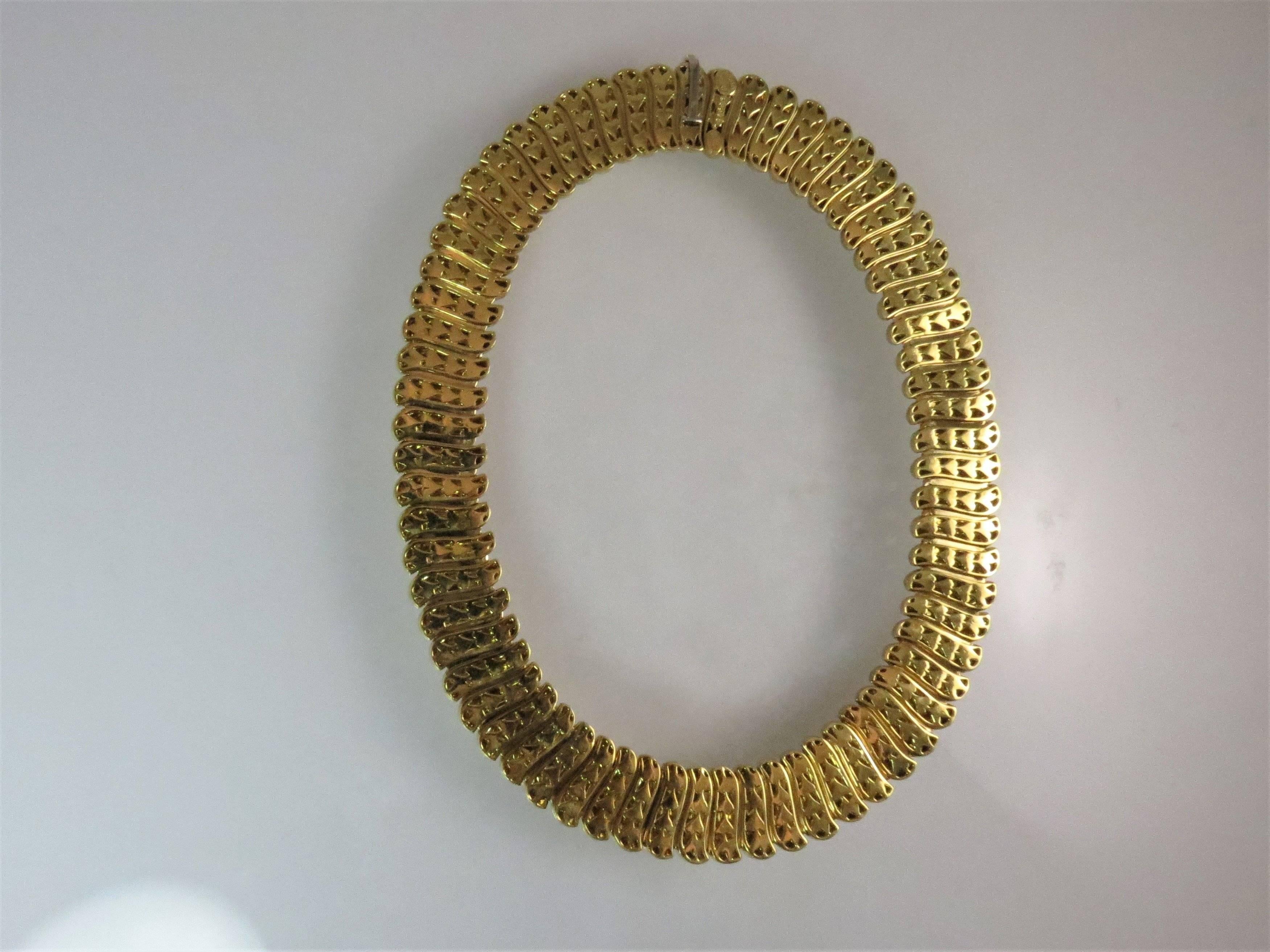 Henry Dunay 18K yellow gold Sabi  and polished gold necklace, width 11/16 inches.
Last retail $46500