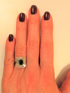 Platinum Emerald and Diamond Ballerina Ring