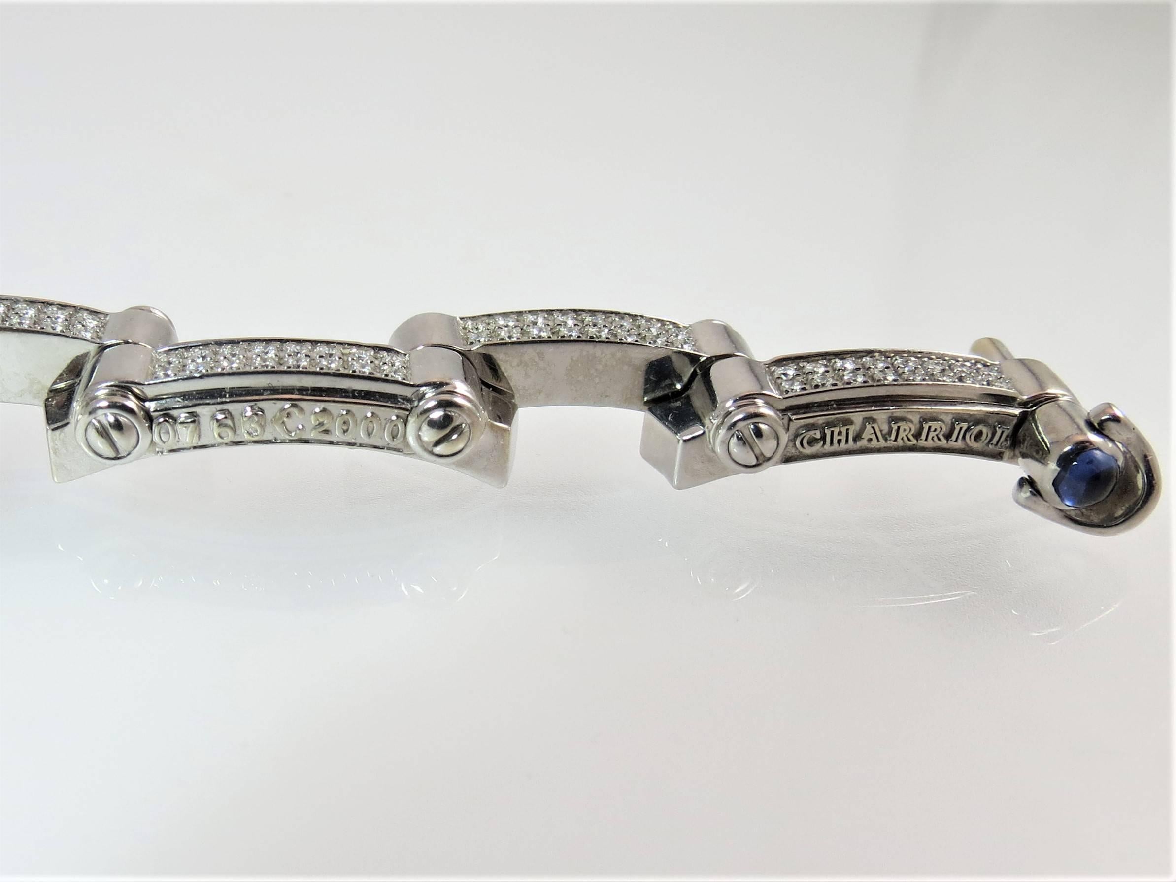 Round Cut Charriol Limited Edition 18K White Gold Millennium Flexible Diamond Bracelet