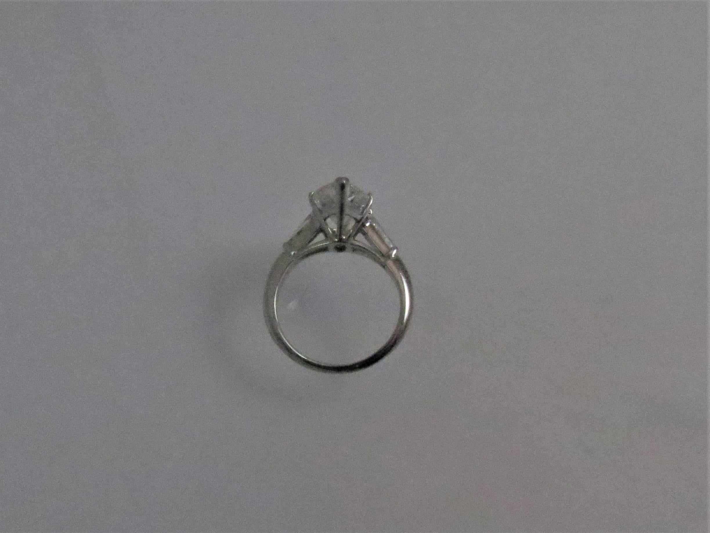 Platinum Engagement Ring with 3.30 Carat Marquise Shape Diamond In Excellent Condition In Chicago, IL