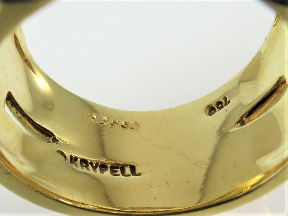 Baguette Cut Charles Krypell 18 Karat Yellow Gold Diamond Basket Weave Design Band Ring For Sale