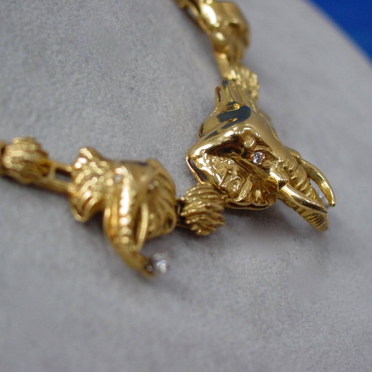 Peter Lindeman Gold & Diamond Elephant Necklace and Bracelet Set