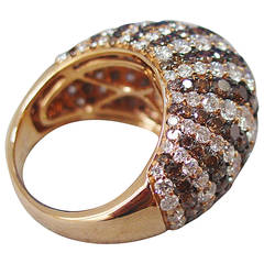 A Cognac and White Diamond Pave Dome Ring