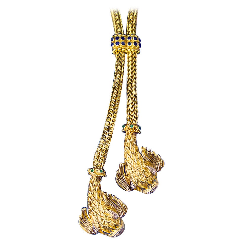 Ilias Lalaounis Braided Gold Lariat Necklace For Sale