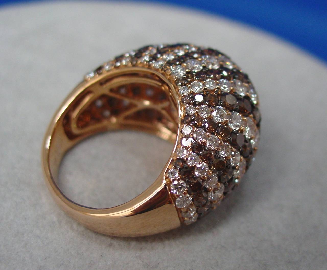 Women's A Cognac and White Diamond Pave Dome Ring