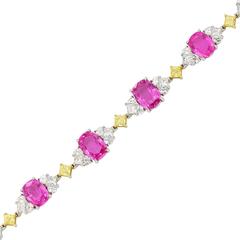 Pink Sapphire Diamond Gold Platinum Bracelet