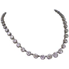 Antique Edwardian Diamond Riviere Necklace
