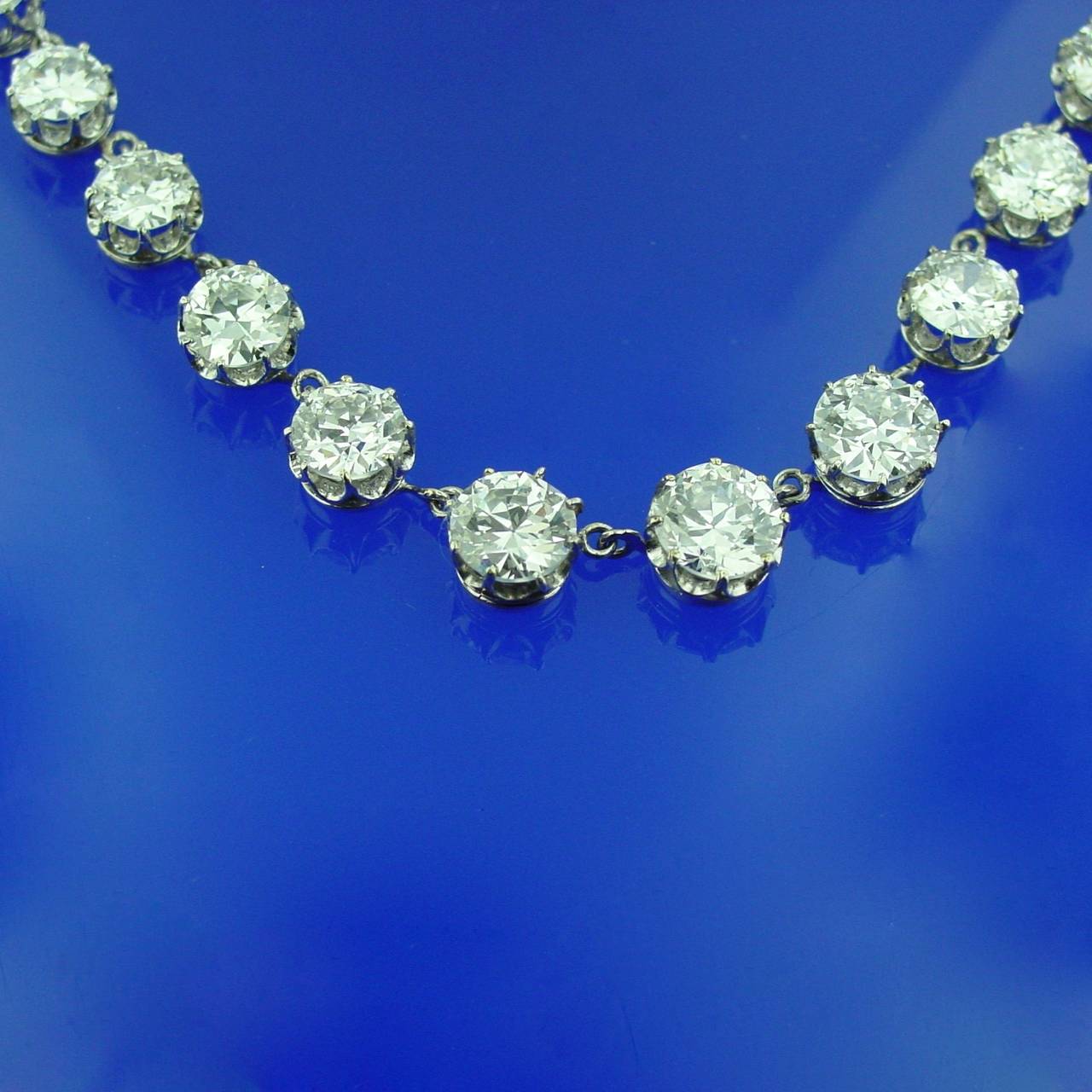 Antique Edwardian Diamond Riviere Necklace In Excellent Condition In Beverly Hills, CA