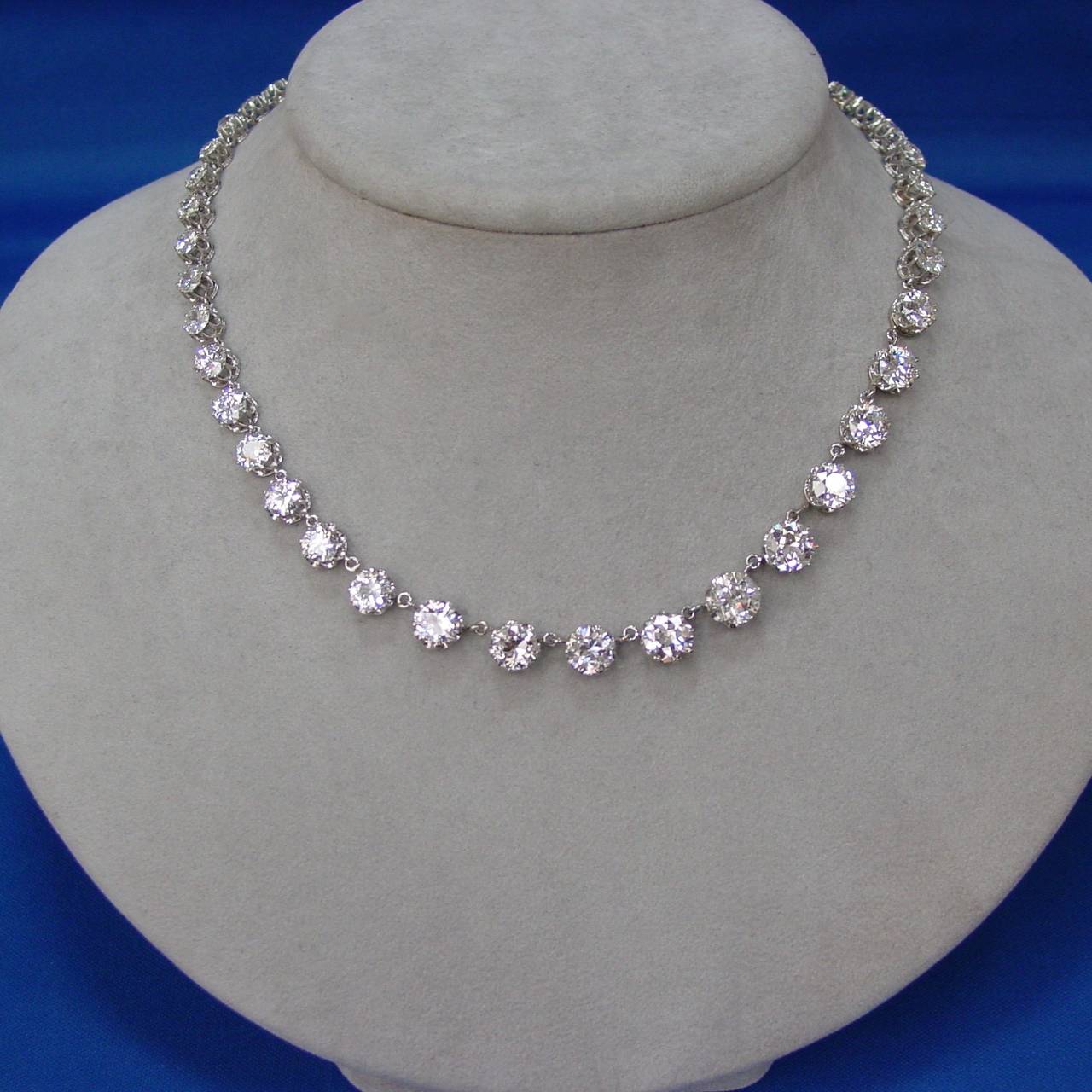 Antique Edwardian Diamond Riviere Necklace 3