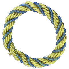 Chalcedony Gold Twist Rope Bracelet