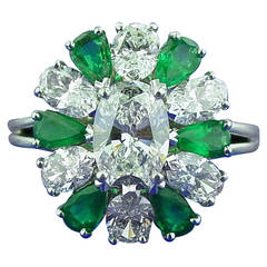Retro Oscar Heyman Emerald Diamond Platinum Ring
