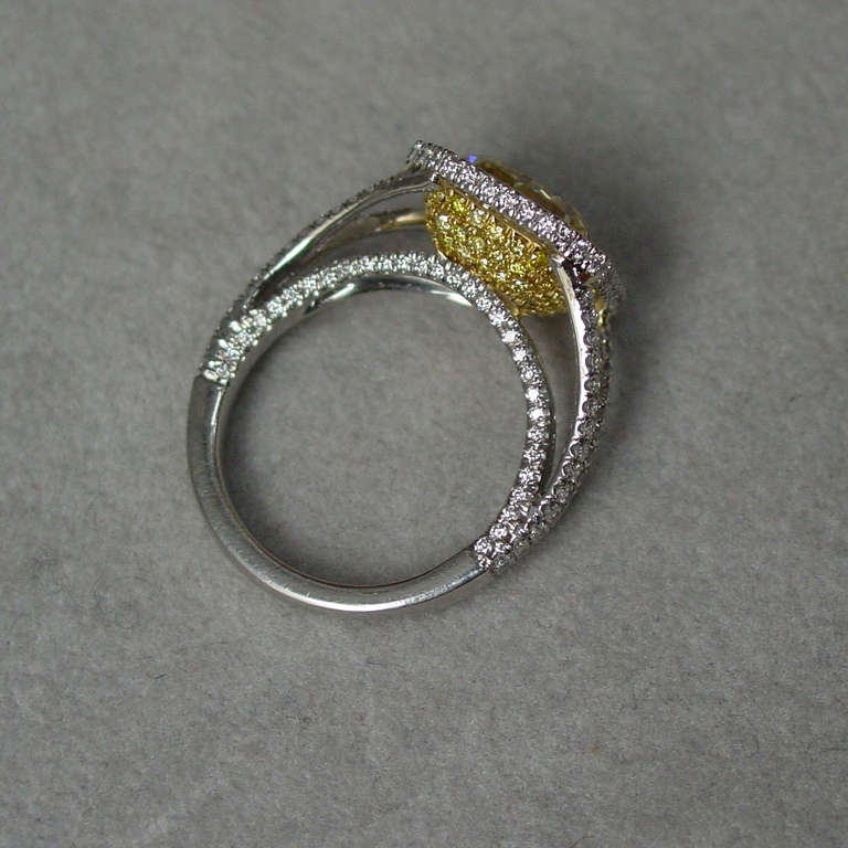 Women's A Fancy Yellow Diamond and Platinum  Ring
