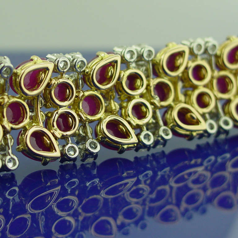 1950s Diamond and Ruby Bracelet In Excellent Condition For Sale In Beverly Hills, CA