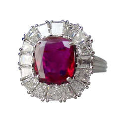 2.67 Carat Burma Ruby, Diamond and Platinum Ring