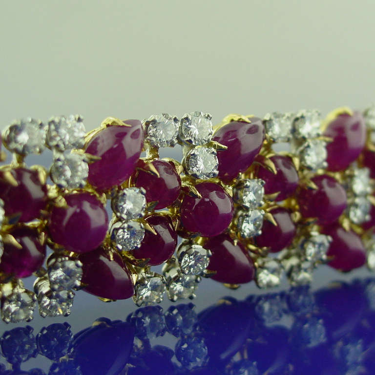 Women's 1950s Diamond and Ruby Bracelet For Sale