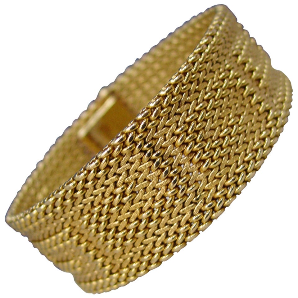 Woven Yellow Gold Bracelet For Sale