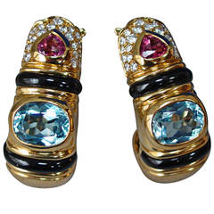 Marina B Gemstone Diamond Gold Earrings