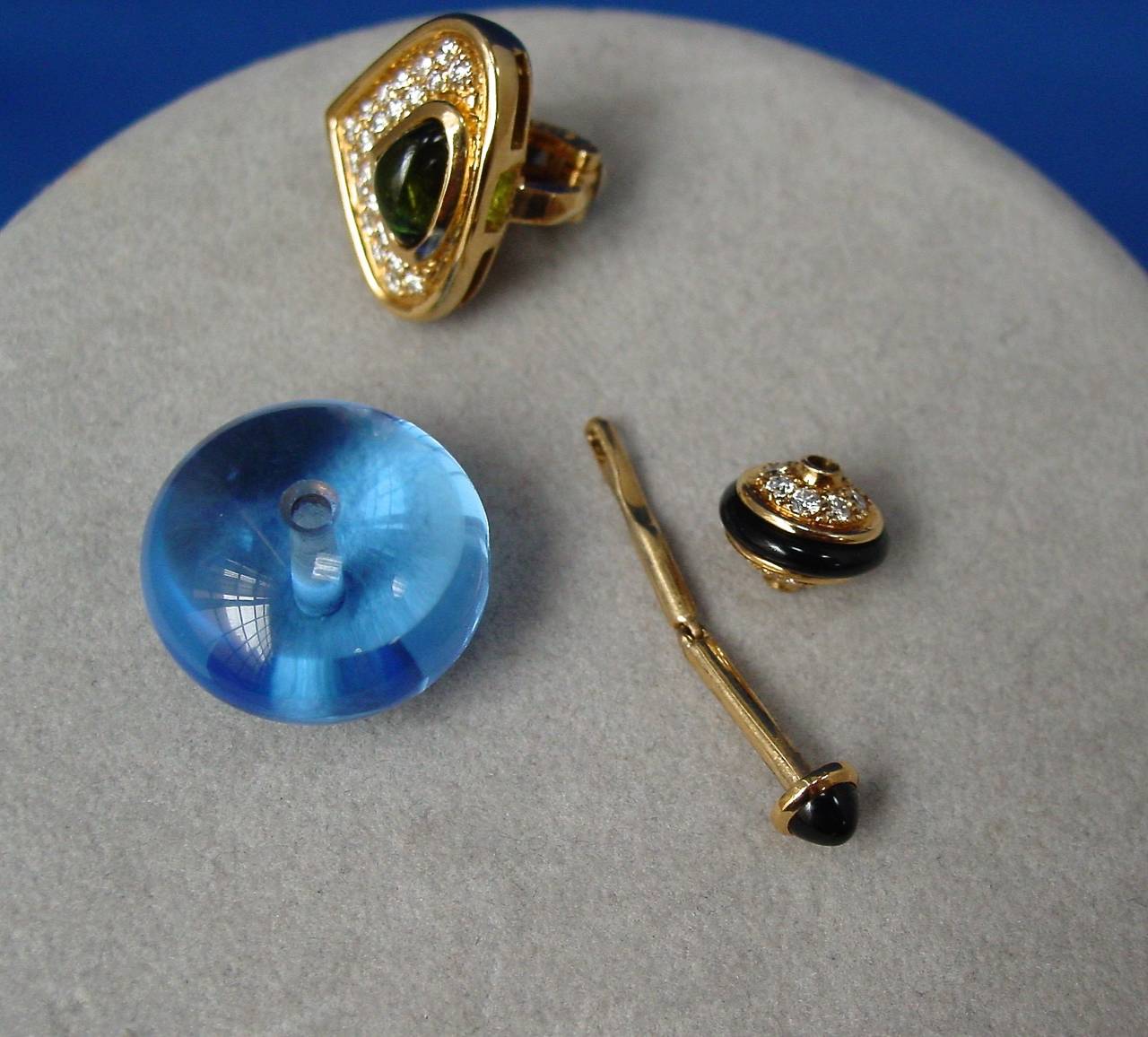 Marina B 'Pneu' Gemstone and Diamond Drop Earrings For Sale 1