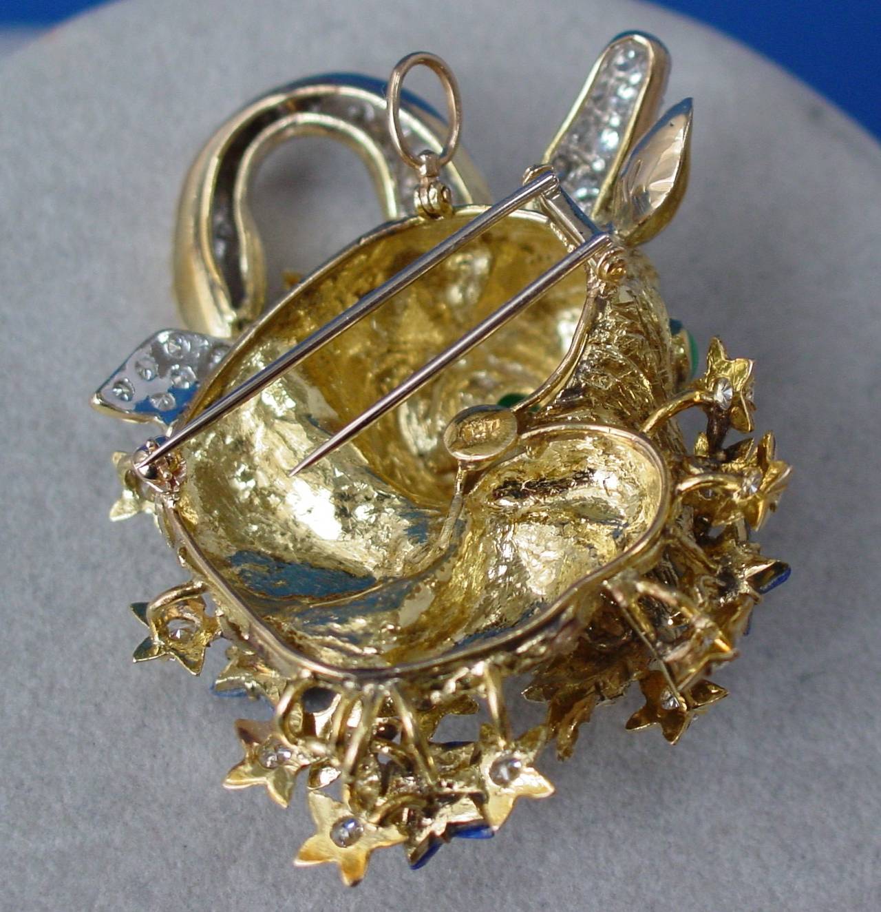 Capricorn Gold & Diamond Brooch and Pendant In Excellent Condition For Sale In Beverly Hills, CA