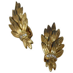 Lalaounis Diamond Gold Clip Earrings