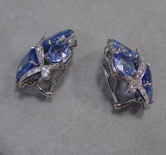 Sapphire Diamond Cluster Earrings