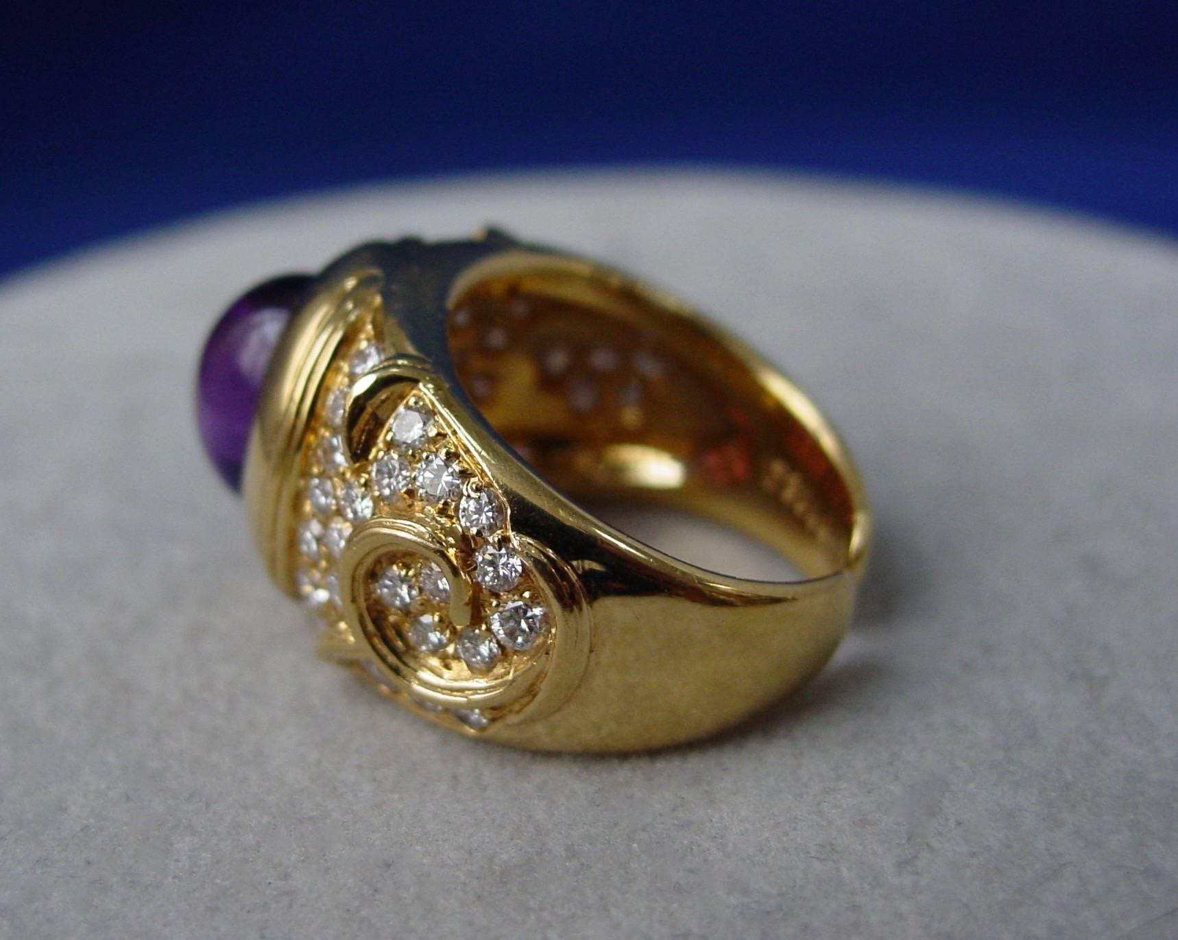 Women's Marina B Amethyst Diamond Gold Ring For Sale