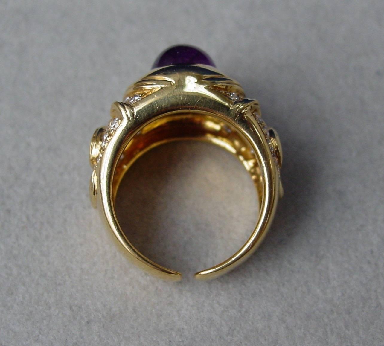 Marina B Amethyst Diamond Gold Ring For Sale 1