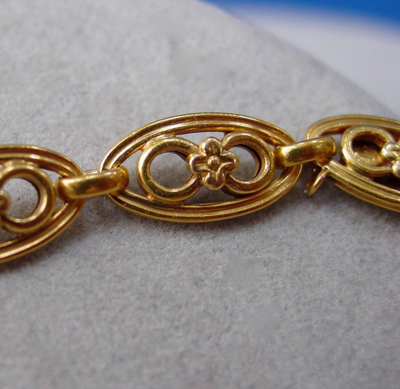 Women's French Art Nouveau Sapphire Diamond Gold Bracelet For Sale