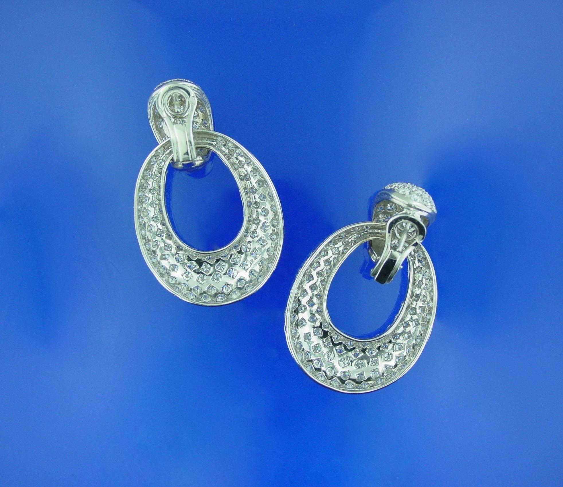 Women's Pave Diamond Gold Earrings For Sale