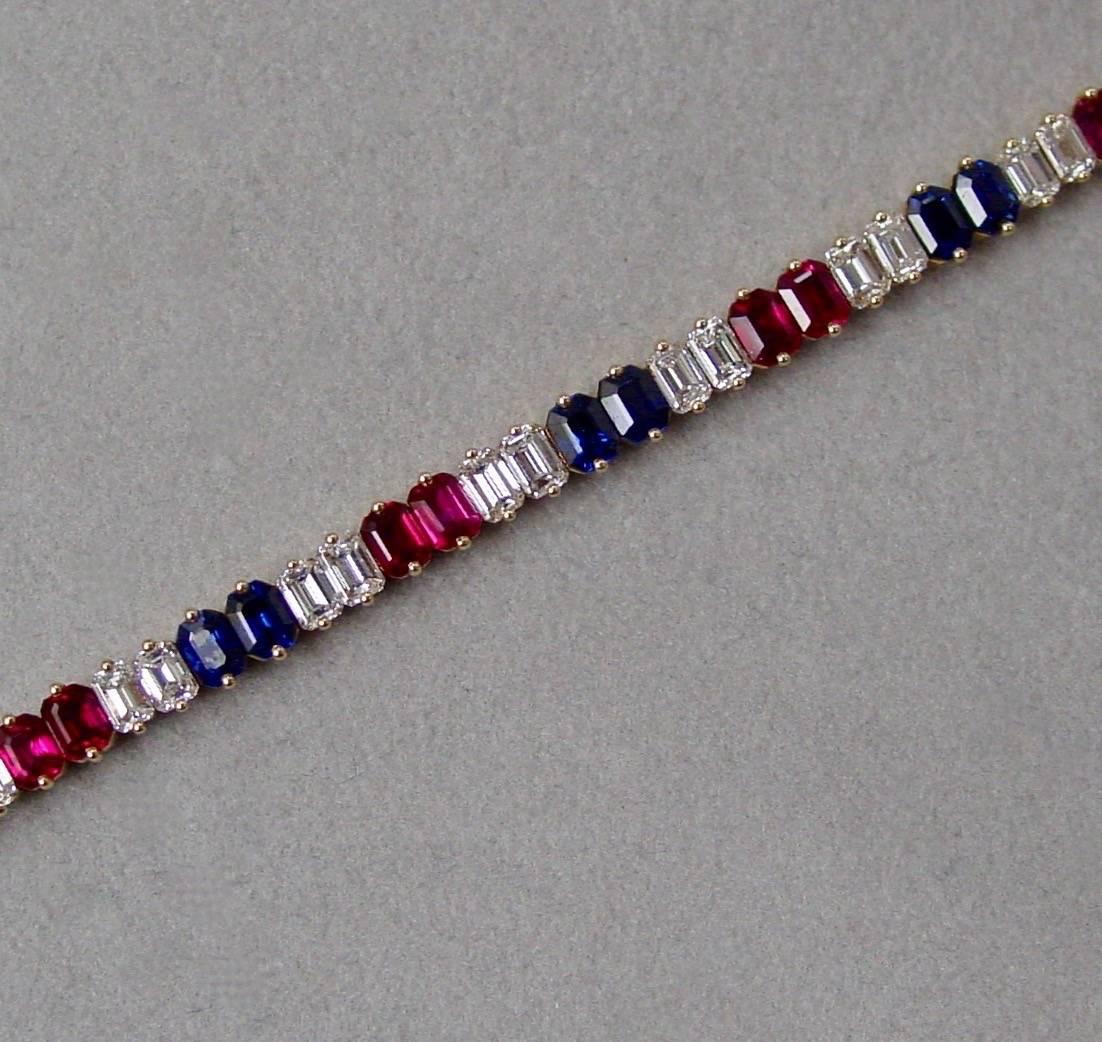 Ruby Diamond and Sapphire Bracelet In Excellent Condition For Sale In Beverly Hills, CA